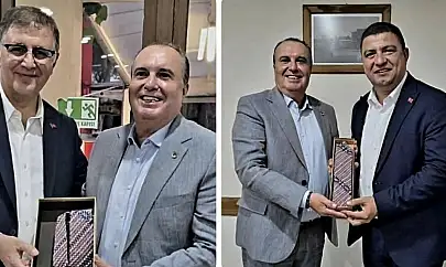 Başkan Tugay ve Başkan Okuroğlu'na Tire İşi Armağan: Beledi Dokuma Kravat